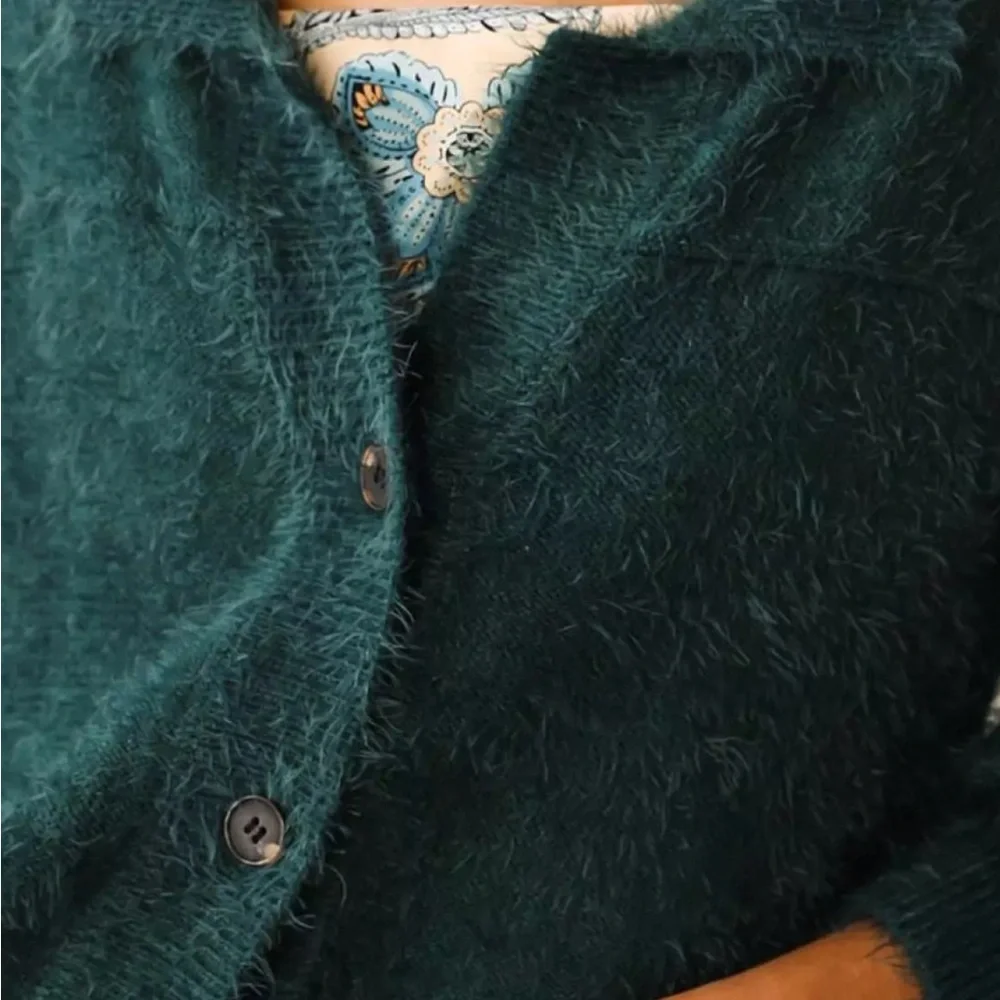 Willow &‎ Root Green eyelash knit cardigan sweater size small